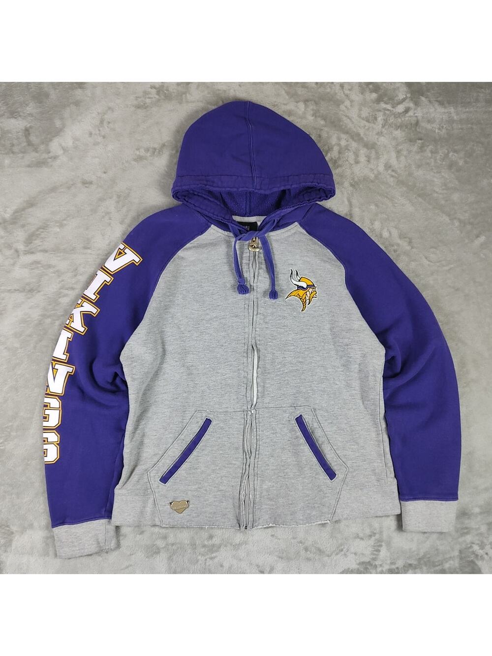 Reebok NFL Minnesota Vikings sportswear casual full zip fleece jacket womens L